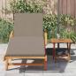Preview: Sonnenliege mit Kissen und Tisch Taupe Massivholz Akazie, Faltbare Sonnenliege mit Rädern und Kissen Taupe Massivholz Akazie