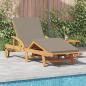 Preview: Sonnenliege mit Kissen und Tisch Taupe Massivholz Akazie, Faltbare Sonnenliege mit Rädern und Kissen Taupe Massivholz Akazie
