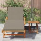 Preview: Sonnenliege mit Kissen und Tisch Taupe Massivholz Akazie, Faltbare Sonnenliege mit Rädern und Kissen Taupe Massivholz Akazie