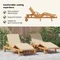Preview: Sonnenliegen 2 Stk mit Kissen und Tisch Beige Massivholz Akazie, Klappbare Sonnenliege mit Rollen & Kissen Beige Massivholz Akazie