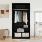Preview: Kleiderschrank in Schwarz mit Eiche 100x50x200 cm aus Holzwerkstoff