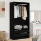 Preview: ARDEBO.de - Kleiderschrank in Schwarz und Eiche, 100x50x200 cm, aus Holzwerkstoff