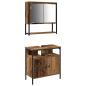 Preview: Badezimmer-Sinkschrank mit integriertem Becken aus altem Holz und Holzwerkstoff