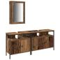Preview: Waschbeckenunterschrank mit integriertem Becken aus altem Holz und Holzwerkstoff