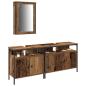 Preview: Waschbeckenunterschrank mit integriertem Becken aus altem Holz und Holzwerkstoff