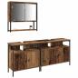 Preview: Badschrank mit integriertem Becken aus altem Holz - Hergestellt aus Holz