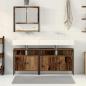 Preview: Badschrank mit integriertem Becken aus altem Holz - Hergestellt aus Holz