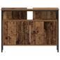 Preview: Badschrank mit integriertem Becken aus altem Holz - Hergestellt aus Holz