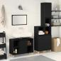 Preview: 3-teiliges Badezimmermöbel Set schwarze Eiche Holzwerkstoff, Badschrank schwarze Eiche 30x30x190 cm Holzwerkstoff, Badschrank schwarze Eiche 30x30x100 cm Holzwerkstoff
