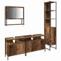 Preview: Badezimmer-Waschtischschrank mit integriertem Waschbecken - Alte Holzoptik