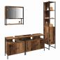 Preview: Badezimmer-Waschtischschrank mit integriertem Waschbecken - Alte Holzoptik