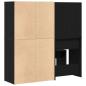 Preview: Schminktischset mit LED in Schwarz Eiche aus Holzwerkstoff, LED Schminktisch in Schwarz Eiche, 60x40x140 cm, aus Holzwerkstoff, Kosmetikschrank in Schwarz Eiche, 80x40x75 cm, aus Holzwerkstoff, Kosmetikschrank in Schwarz Eiche - 80x40x65 cm, aus Holzwerks