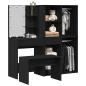 Preview: Schminktischset mit LED in Schwarz Eiche aus Holzwerkstoff, LED Schminktisch in Schwarz Eiche, 60x40x140 cm, aus Holzwerkstoff, Kosmetikschrank in Schwarz Eiche, 80x40x75 cm, aus Holzwerkstoff, Kosmetikschrank in Schwarz Eiche - 80x40x65 cm, aus Holzwerks