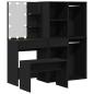 Preview: Schminktischset mit LED in Schwarz Eiche aus Holzwerkstoff, LED Schminktisch in Schwarz Eiche, 60x40x140 cm, aus Holzwerkstoff, Kosmetikschrank in Schwarz Eiche, 80x40x75 cm, aus Holzwerkstoff, Kosmetikschrank in Schwarz Eiche - 80x40x65 cm, aus Holzwerks