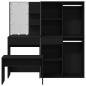 Preview: Schminktischset mit LED in Schwarz Eiche aus Holzwerkstoff, LED Schminktisch in Schwarz Eiche, 60x40x140 cm, aus Holzwerkstoff, Kosmetikschrank in Schwarz Eiche, 80x40x75 cm, aus Holzwerkstoff, Kosmetikschrank in Schwarz Eiche - 80x40x65 cm, aus Holzwerks