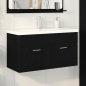 Preview: Badezimmer Waschbecken Schrank mit eingebautem Waschbecken Schwarz Eiche Holzwerkstoff