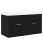Preview: Badezimmer Waschbecken Schrank mit eingebautem Waschbecken Schwarz Eiche Holzwerkstoff