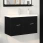 Preview: Waschbeckenunterschrank mit eingebautem Waschbecken Schwarz Eiche Holzwerkstoff