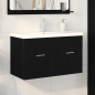 Preview: Waschbeckenunterschrank mit eingebautem Waschbecken Schwarz Eiche Holzwerkstoff