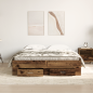 Preview: Bettgestell mit Schubladen Altholz Holzwerkstoff 160 x 200 cm
