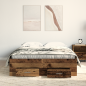 Preview: Bettrahmen mit Schubladen Altholz 120 x 200 cm Holzwerkstoff