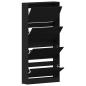 Preview: Schuhschrank Schwarzes Eichenholz Holzwerkstoff 80 x 21 x 163,5 cm