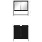 Preview: 2-teiliges Badezimmermöbelset aus schwarzem Eichenholzwerkstoff