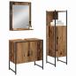 Preview: 3-teiliges Badezimmer-Schrankset aus altem Holz und engineered Wood
