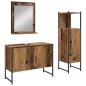 Preview: 3-teilige Badezimmermöbel set aus altem Holz und engineered Holz
