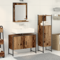 Preview: 3-teilige Badezimmermöbel set aus altem Holz und engineered Holz