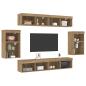 Preview: 8-teilige TV-Wandkonsole mit LED Artisan Eiche Holzwerkstoff