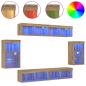 Preview: 8-teilige TV-Wandkonsole mit LED Artisan Eiche Holzwerkstoff