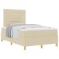 Preview: Boxspringbett mit Matratze Creme Kleines Doppelbett Stoff