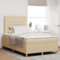 Preview: Boxspringbett mit Matratze Creme Kleines Doppelbett Stoff