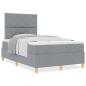 Preview: Boxspringbett mit Matratze in Hellgrau, 120x200 cm aus Stoff