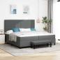 Preview: ARDEBO.de - Boxspringbett mit Matratze & Bank Dunkelgrau 200x200 cm Stoff