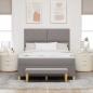 Preview: Boxspringbett mit Matratze & Bank Taupe 160x200 cm Stoff