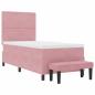 Preview: ARDEBO.de - Boxspringbett mit Matratze & Bank Rosa 90x200 cm Samt