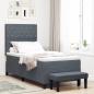 Preview: ARDEBO.de - Boxspringbett mit Matratze & Bank Dunkelgrau 100x200 cm Samt