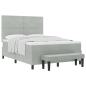 Preview: Boxspringbett mit Matratze & Bank Hellgrau 140x190 cm Samt