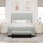 Preview: Boxspringbett mit Matratze & Bank Hellgrau 140x190 cm Samt