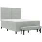 Preview: Boxspringbett mit Matratze & Bank Hellgrau 160x200 cm Samt