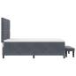 Preview: Boxspringbett mit Matratze & Bank Dunkelgrau 160x200 cm Velours