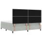Preview: Boxspringbett mit Matratze & Bank in Hellgrau 200x200 cm aus Samt