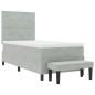 Preview: Boxspringbett mit Matratze & Bank Hellgrau 90x200 cm Samt