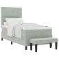 Preview: Boxspringbett mit Matratze & Bank Hellgrau 100x200 cm Samt