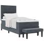 Preview: Boxspringbett mit Matratze & Bank Dunkelgrau 100x200 cm Samt