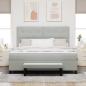 Preview: Boxspringbett mit Matratze & Bank Hellgrau 180x200 cm Samt
