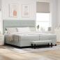 Preview: ARDEBO.de - Boxspringbett mit Matratze & Bank Hellgrau 200x200 cm Samt