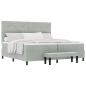 Preview: Boxspringbett mit Matratze & Bank Hellgrau 200x200 cm Samt